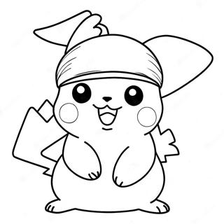 Pagina Para Colorear De Pikachu Con Gorro De Santa 5053-4056