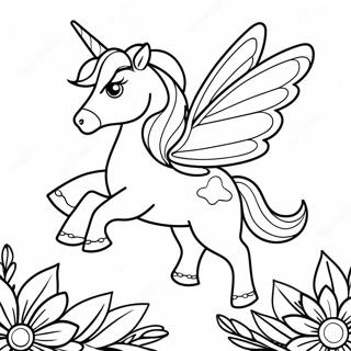 Pagina Para Colorear De Unicornio Mariposa Magica Volando 50565-42153