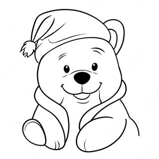 Pagina Para Colorear De Winnie The Pooh Festivo Con Gorro De Santa 50655-42219