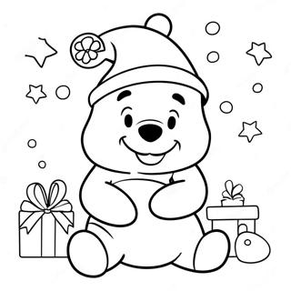 Pagina Para Colorear De Winnie The Pooh Festivo Con Gorro De Santa 50655-42220