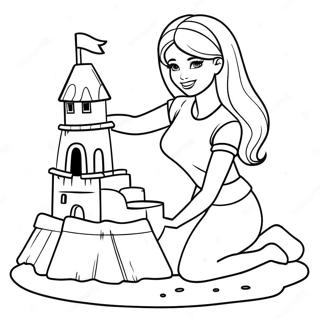 Pagina Para Colorear De Barbie Construyendo Un Castillo De Arena 50945-42447