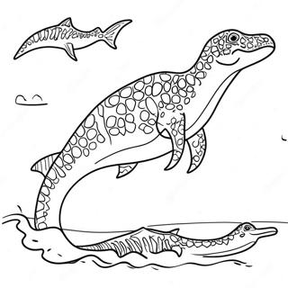 Pagina Para Colorear De Mosasaurus Nadando En El Oceano 51135-42590