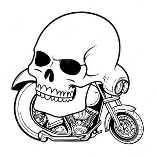 Pagina Para Colorear De Motocicleta Harley Davidson Con Calavera 51205-42656