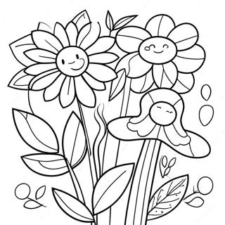 Pagina Para Colorear De Flores De Jardin Coloridas 51285-42724