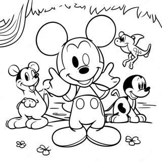 Pagina Para Colorear De Mickey Mouse Con Animales De La Jungla 51545-42927