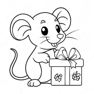 Pagina Para Colorear De Adorable Raton Navideno Con Regalos 51585-42954