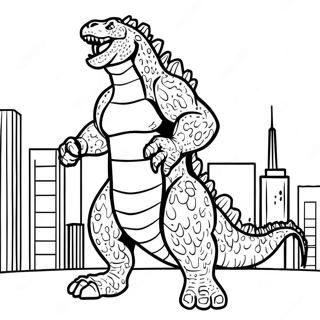 Pagina Para Colorear De Godzilla Rugiendo En La Ciudad 51665-43025