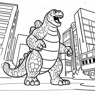 Pagina Para Colorear De Godzilla Rugiendo En La Ciudad 51665-43026