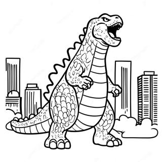 Pagina Para Colorear De Godzilla Rugiendo En La Ciudad 51665-43027