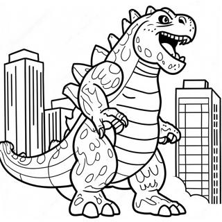 Pagina Para Colorear De Godzilla Rugiendo En La Ciudad 51665-43028