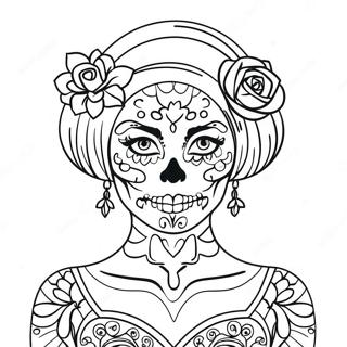 Calavera De Azúcar Femenina Y Chic Páginas Para Colorear