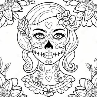 Pagina Para Colorear De Calavera De Azucar Femenina Y Coqueta 51824-43146