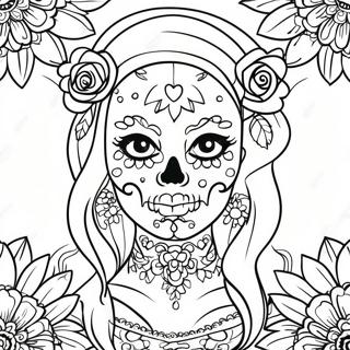 Pagina Para Colorear De Calavera De Azucar Femenina Y Coqueta 51824-43148