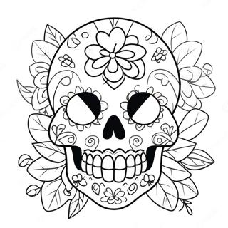 Pagina Para Colorear De Calavera De Azucar Colorida Con Flores 51825-43157