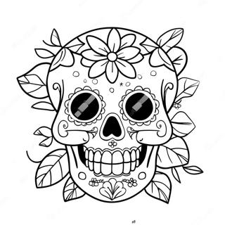 Pagina Para Colorear De Calavera De Azucar Colorida Con Flores 51825-43158