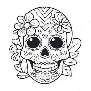 Pagina Para Colorear De Calavera De Azucar Colorida Con Flores 51825-43159