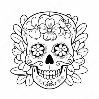 Pagina Para Colorear De Calavera De Azucar Colorida Con Flores 51825-43160