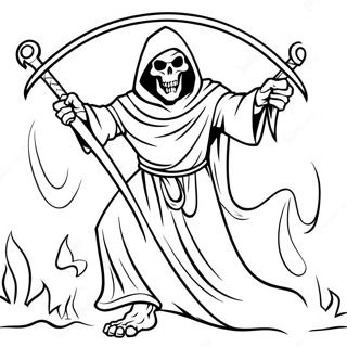 Pagina Para Colorear Del Demonio Grim Reaper Amenazante Con Guadana 52136-43387