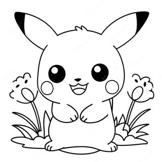 Pagina Para Colorear De Pikachu Nina Linda Con Flores 52186-43431