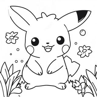 Pagina Para Colorear De Pikachu Nina Linda Con Flores 52186-43432