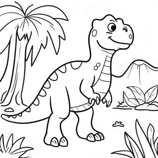 Pagina Para Colorear De Un Dinosaurio Hibrido Colorido En La Jungla 52297-43510