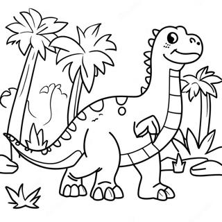 Pagina Para Colorear De Un Dinosaurio Hibrido Colorido En La Jungla 52297-43511