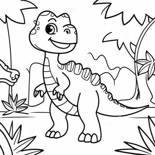 Pagina Para Colorear De Un Dinosaurio Hibrido Colorido En La Jungla 52297-43512