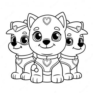 Pagina Para Colorear De Adorables Cachorros De Paw Patrol Con Corazones 52347-43549