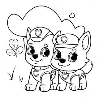 Pagina Para Colorear De Adorables Cachorros De Paw Patrol Con Corazones 52347-43550