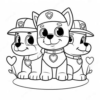 Pagina Para Colorear De Adorables Cachorros De Paw Patrol Con Corazones 52347-43551