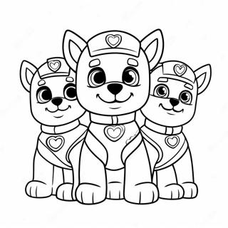 Pagina Para Colorear De Adorables Cachorros De Paw Patrol Con Corazones 52347-43552