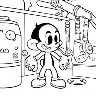 Pagina Para Colorear De Bendy En Una Fabrica Espeluznante 52427-43609