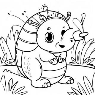 Pagina Para Colorear Armadillo Bonito En Un Jardin 52577-43729