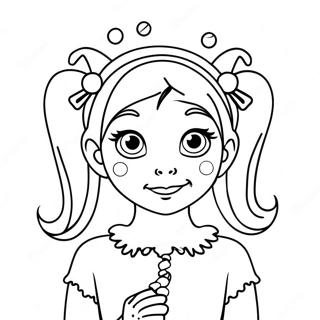 Pagina Para Colorear De Cindy Lou Con Luces Navidenas 52777-43895