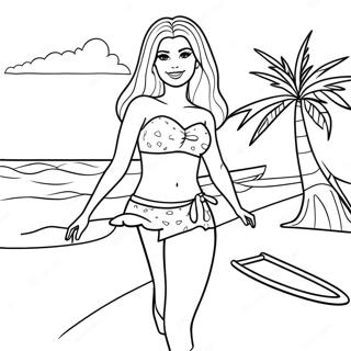 Pagina Para Colorear De Diversion En La Playa Con Barbie 52807-43926