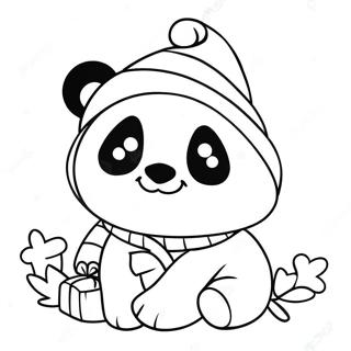 Linda Panda Navidena Con Sombrero De Santa Pagina Para Colorear 52897-43978