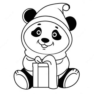 Linda Panda Navidena Con Sombrero De Santa Pagina Para Colorear 52897-43980