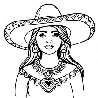 Pagina Para Colorear De Nina Mexicana Con Sombrero 53117-44165