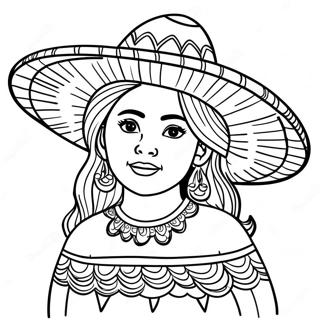 Pagina Para Colorear De Nina Mexicana Con Sombrero 53117-44166