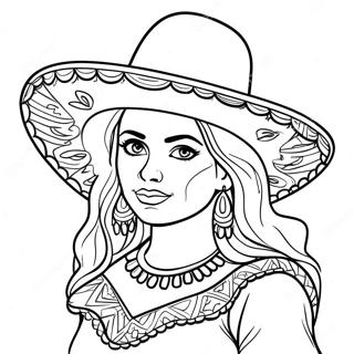 Pagina Para Colorear De Nina Mexicana Con Sombrero 53117-44167