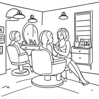 Pagina Para Colorear De Una Escena De Salon De Belleza Adorable 53227-44256