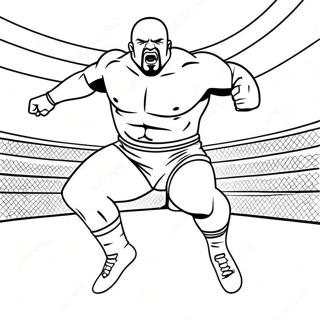 Pagina Para Colorear Editable De Un Luchador De Wwe Saltando Sobre Un Oponente 53237-44267