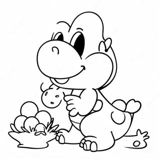 Pagina Para Colorear De Yoshi Con Huevos Coloridos 53358-44352