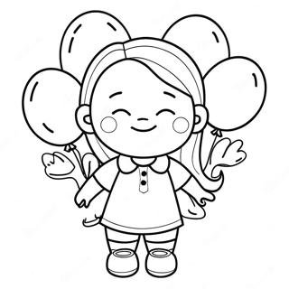 Adley Con Globos Coloridos Para Colorear 5343-4277