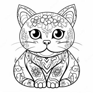 Pagina Para Colorear De Gato De Calavera De Azucar Colorido 53469-44425