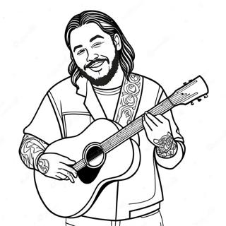 Pagina Para Colorear De Post Malone Con Guitarra 53839-44881