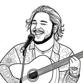 Pagina Para Colorear De Post Malone Con Guitarra 53839-44882