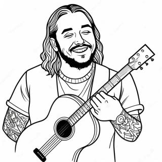 Pagina Para Colorear De Post Malone Con Guitarra 53839-44883