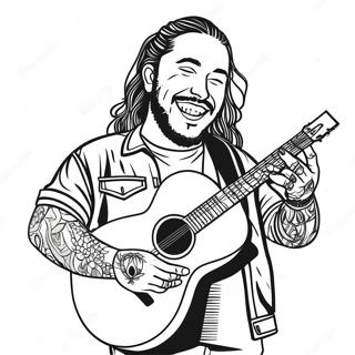 Pagina Para Colorear De Post Malone Con Guitarra 53839-44884