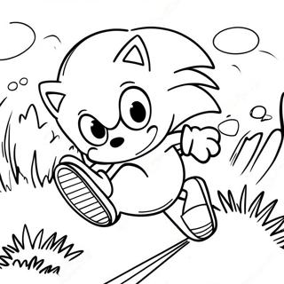 Pagina Para Colorear De Sonic El Erizo Acelerando Por La Zona De Green Hill 5383-4309